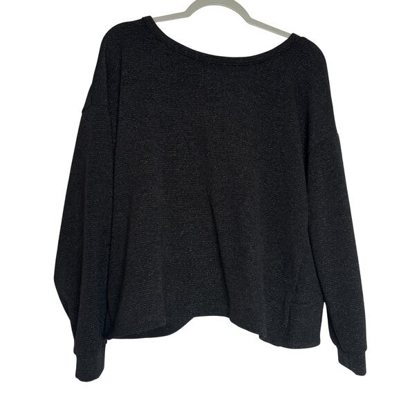 Kaileigh Sadaf Open Back Shimmery Knit Top Black Long Sleeve Size M NWOT - Picture 2 of 8